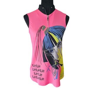 Jamie Sadock Sleeveless Top Women S Pink Pop Art Abstract Tennis Golf Streetwear